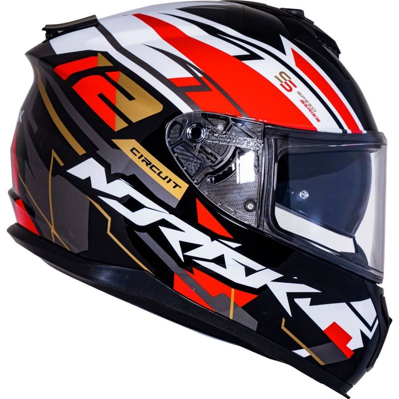 CAPACETE STRADA CIRCUIT PRETO/VERMELHO/DOURADO